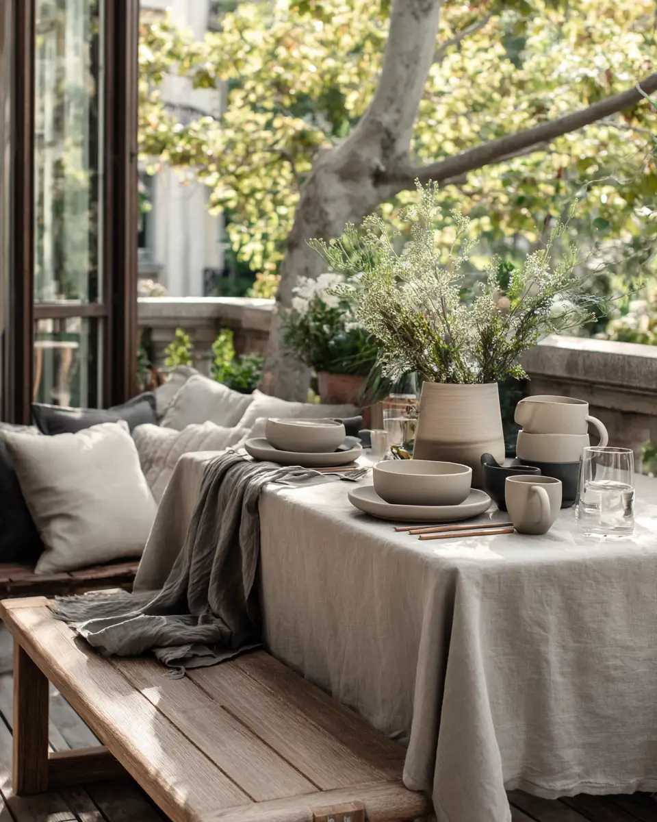 Greige Japandi Balcony Decor Ideas