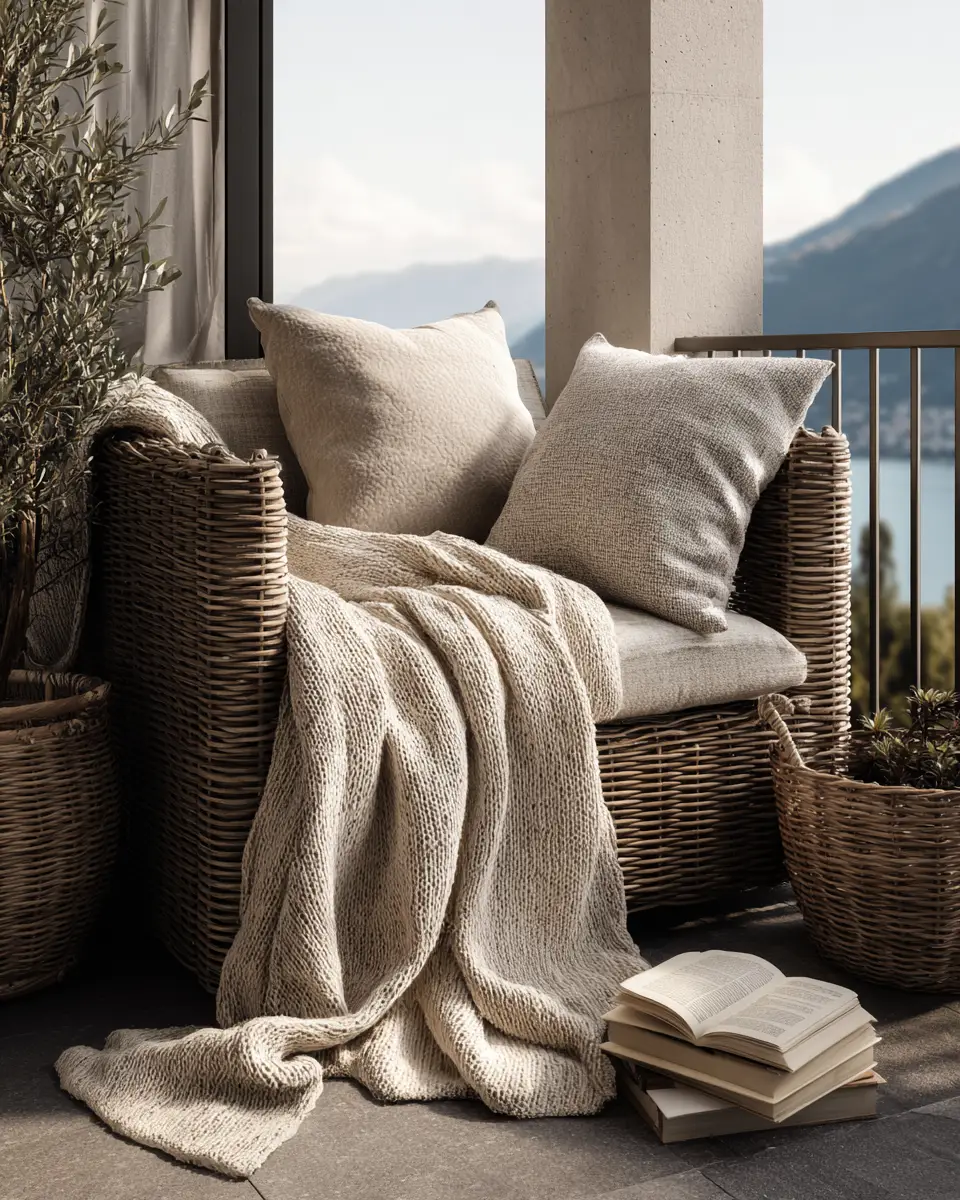 Greige Japandi Balcony Decor Ideas