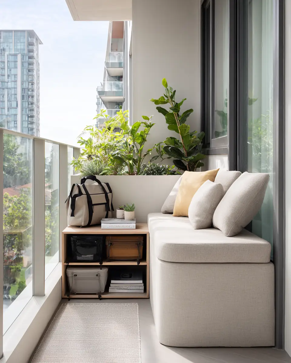 Greige Japandi Balcony Decor Ideas