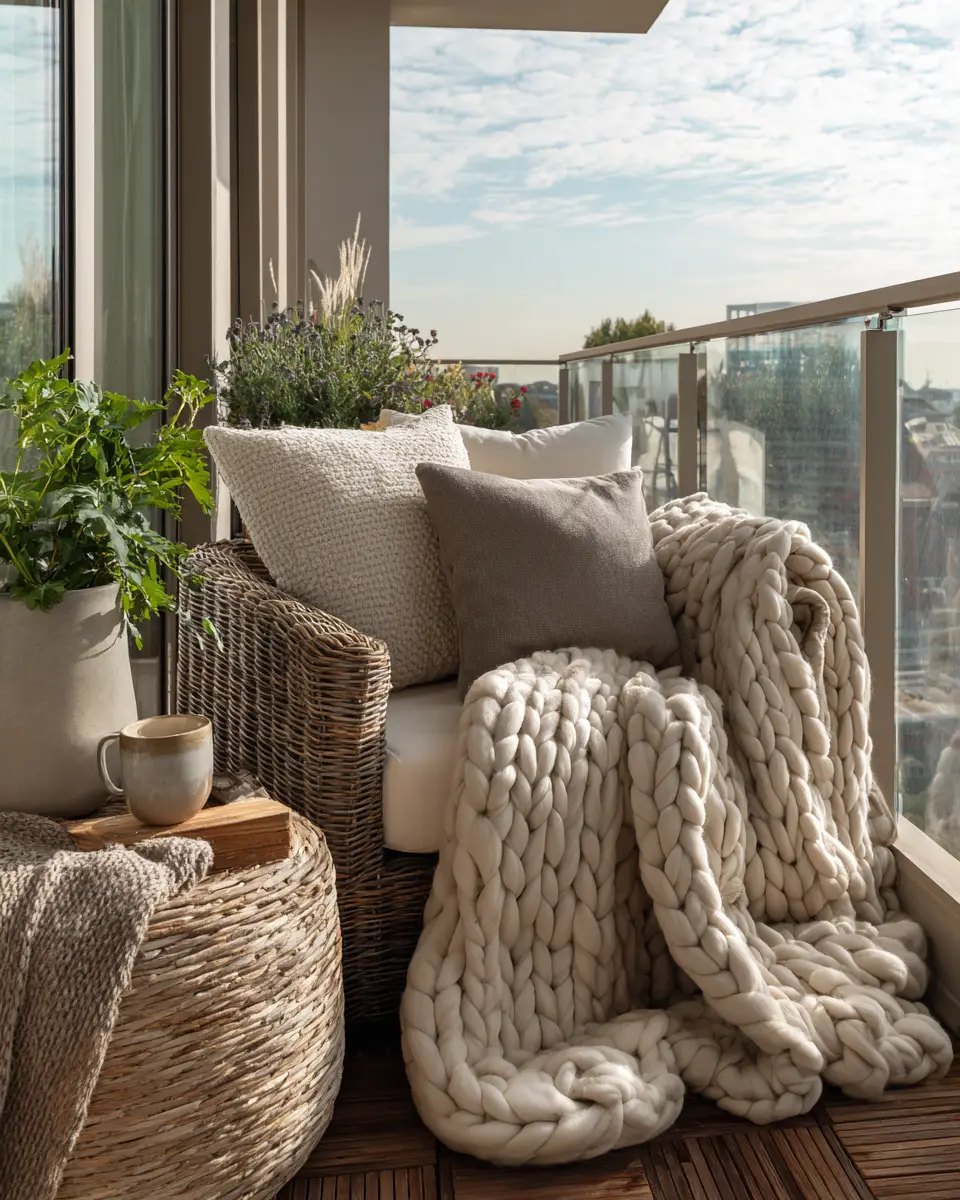 Greige Japandi Balcony Decor Ideas