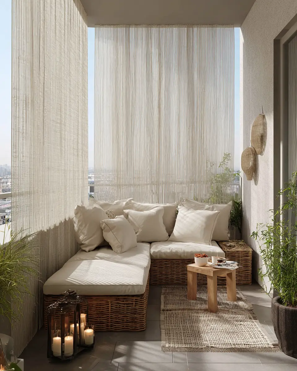 Greige Japandi Balcony Decor Ideas