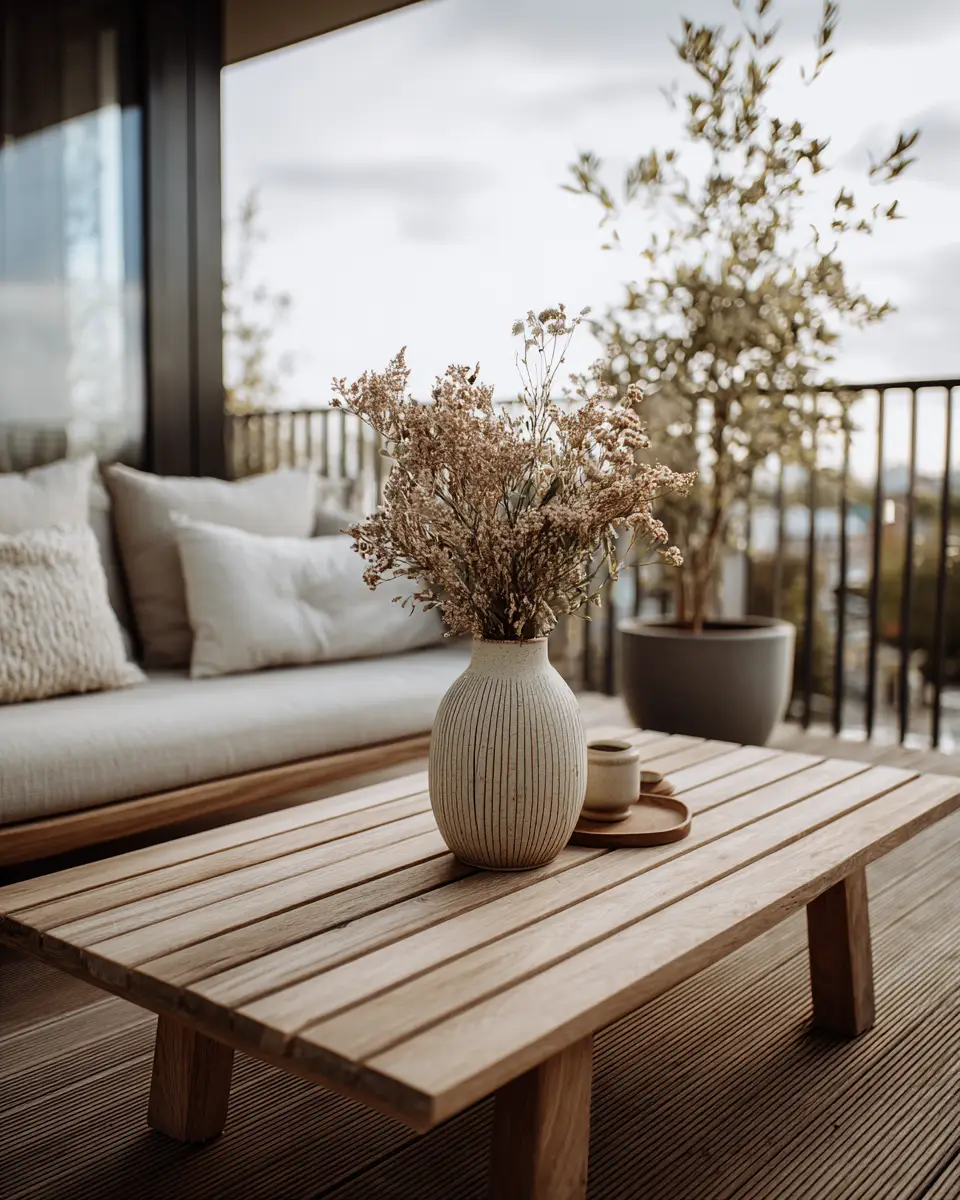 Greige Japandi Balcony Decor Ideas