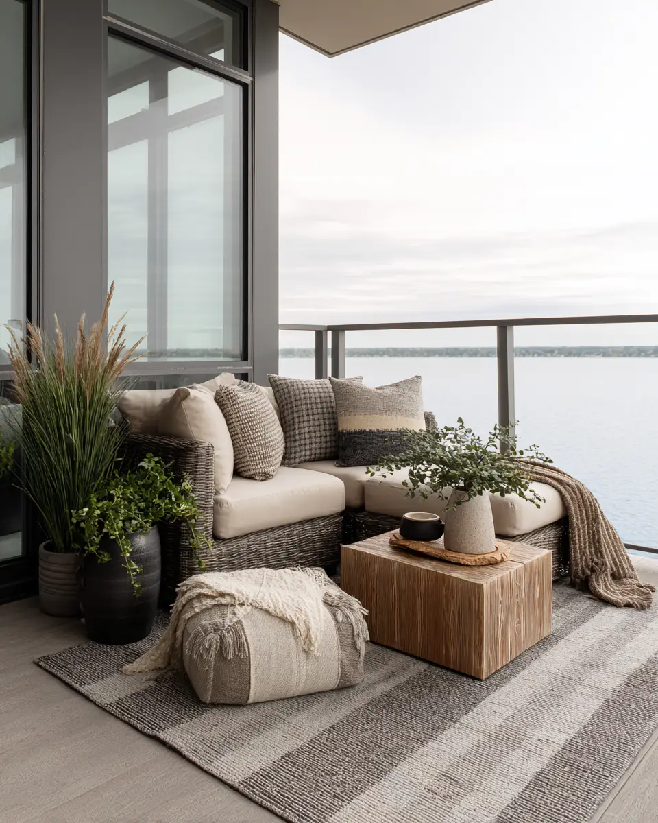 Greige Japandi Balcony Decor Ideas