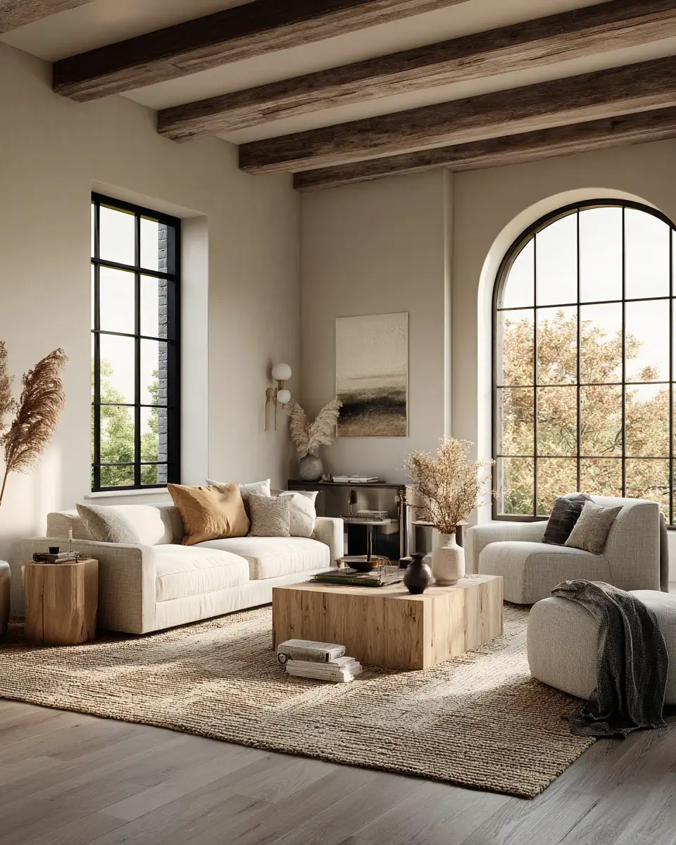 Greige Organic Modern Living Room Decor Ideas