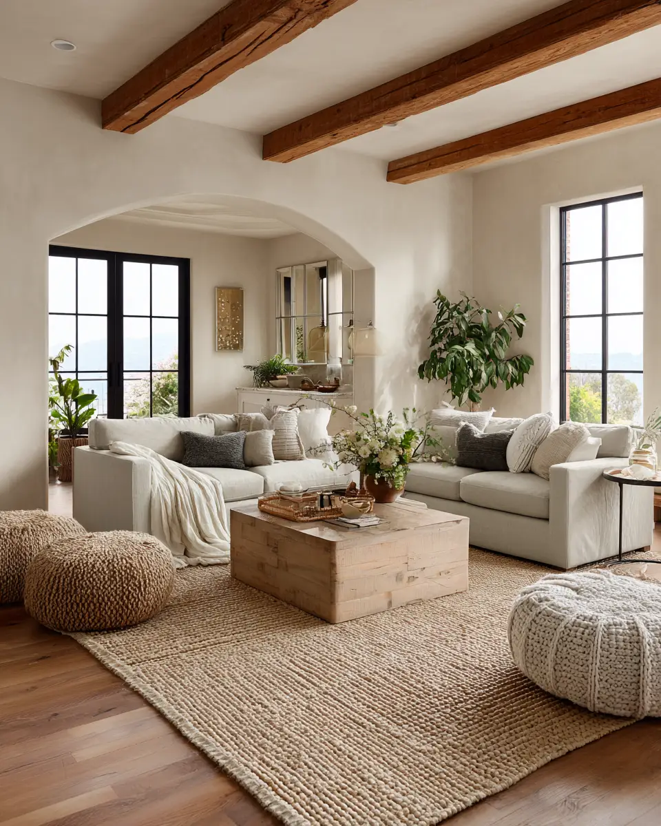 Greige Organic Modern Living Room Decor Ideas