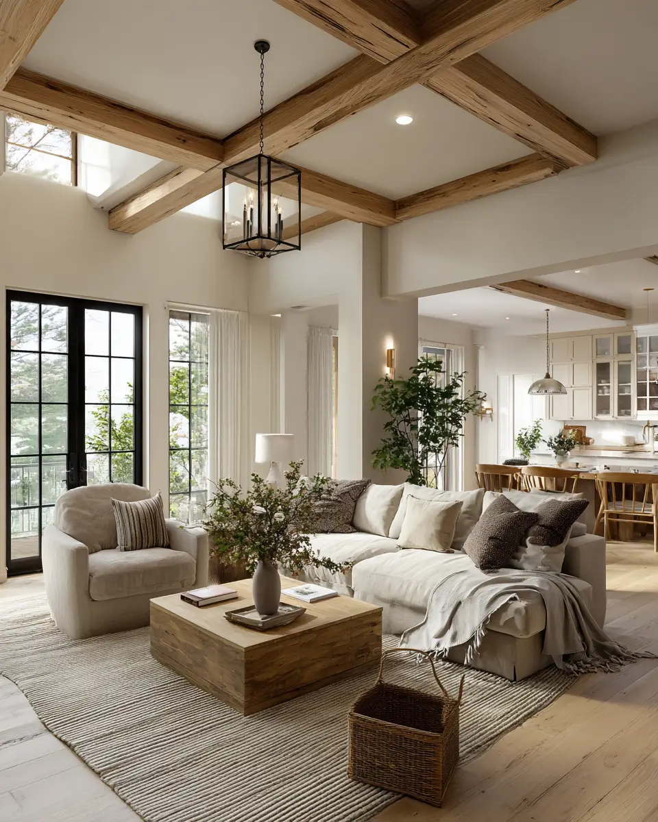 Greige Organic Modern Living Room Decor Ideas