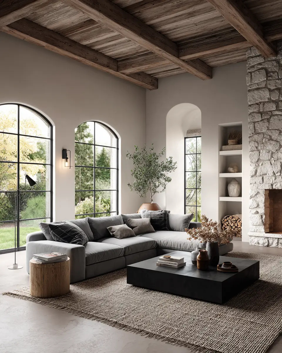 Greige Organic Modern Living Room Decor Ideas