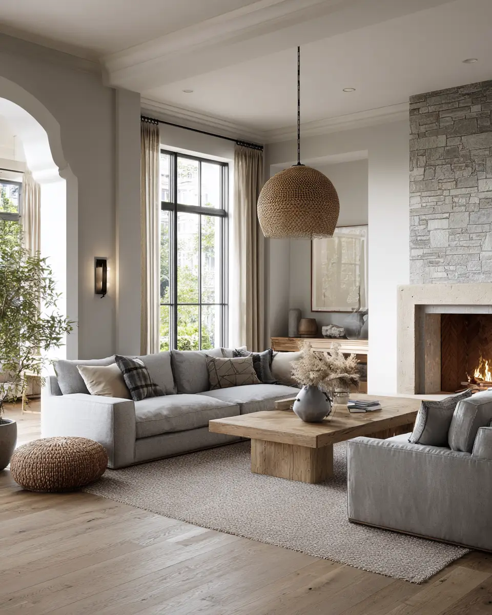 Greige Organic Modern Living Room Decor Ideas