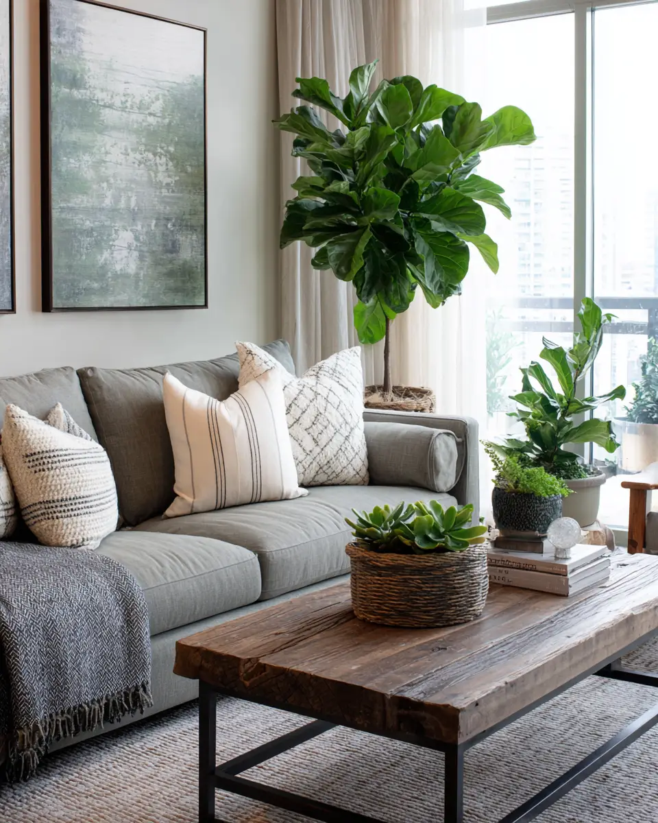 Greige Organic Modern Living Room Decor Ideas