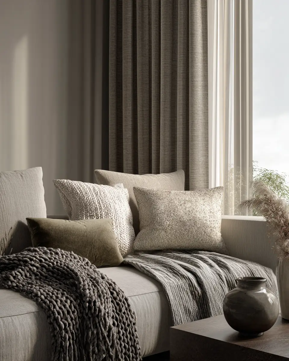 Greige Organic Modern Living Room Decor Ideas