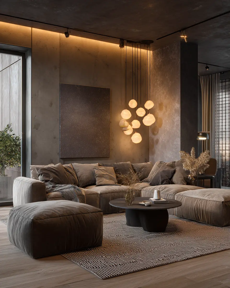 Greige Organic Modern Living Room Decor Ideas