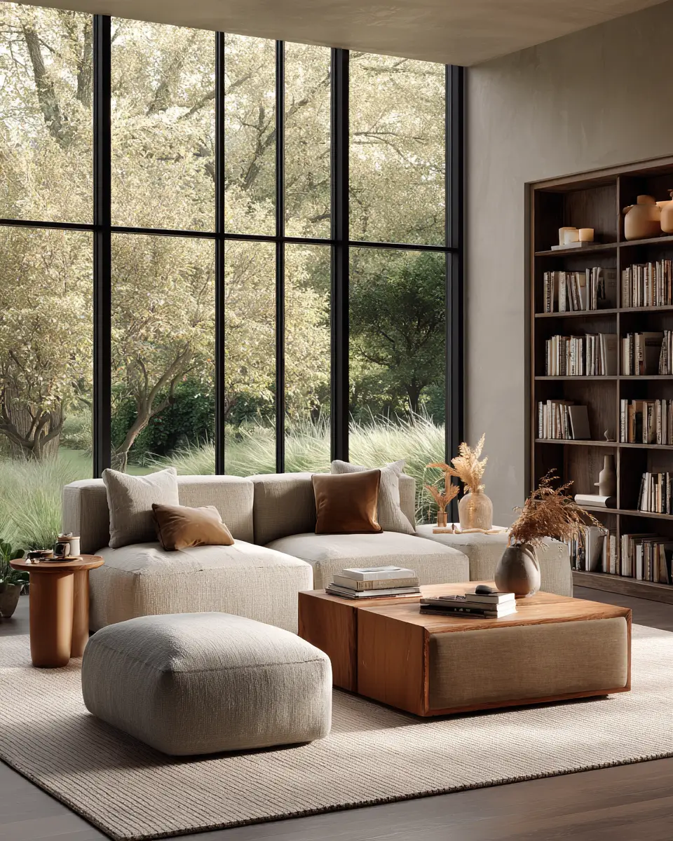 Greige Organic Modern Living Room Decor Ideas