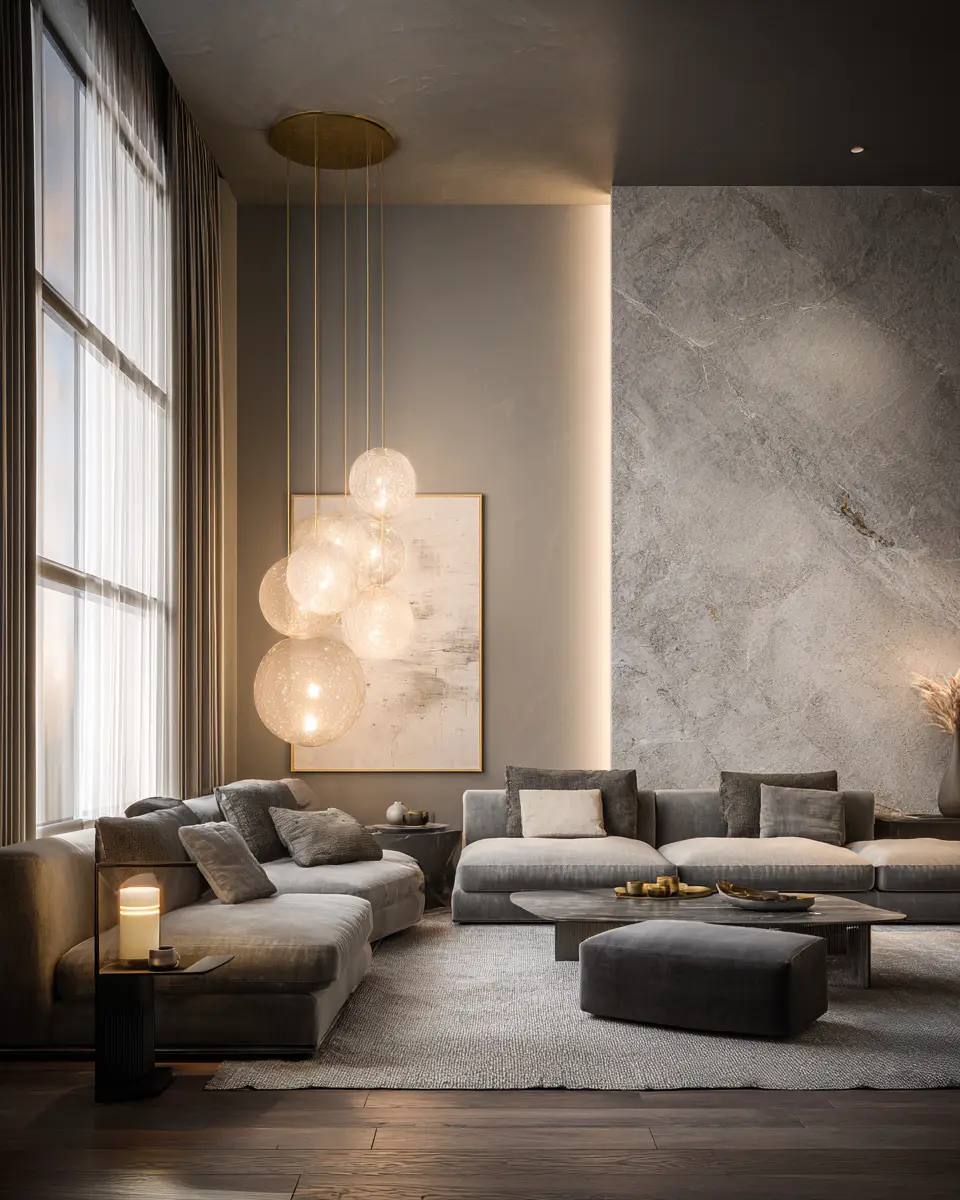 Greige Organic Modern Living Room Decor Ideas