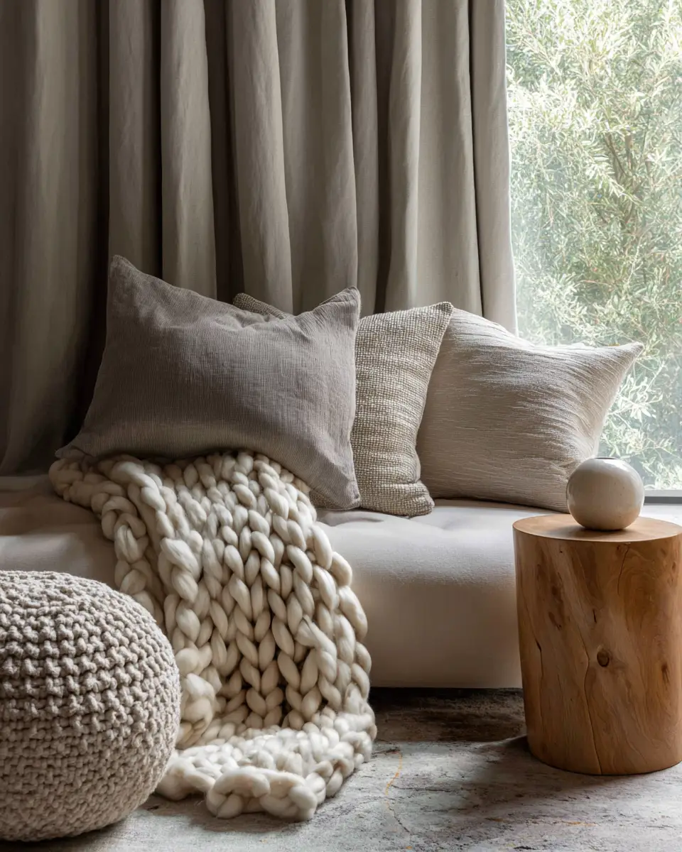 Greige Organic Modern Living Room Decor Ideas