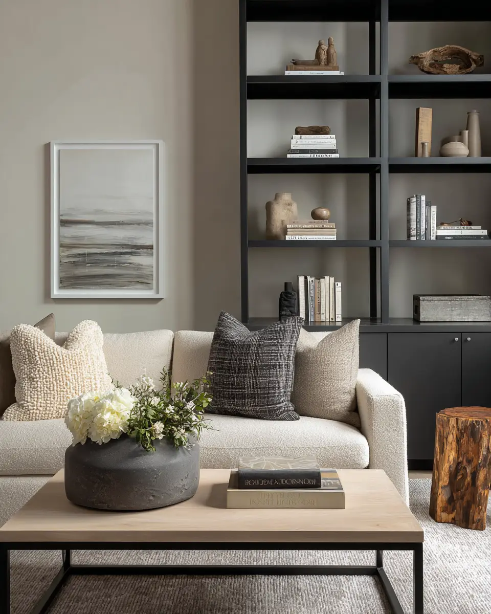 Greige Organic Modern Living Room Decor Ideas