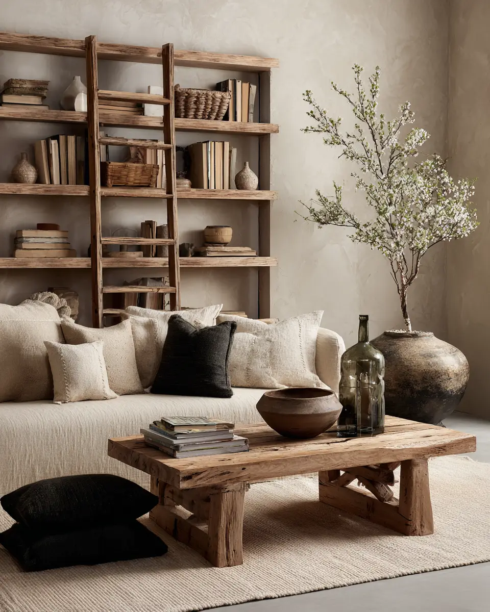 Greige Organic Modern Living Room Decor Ideas