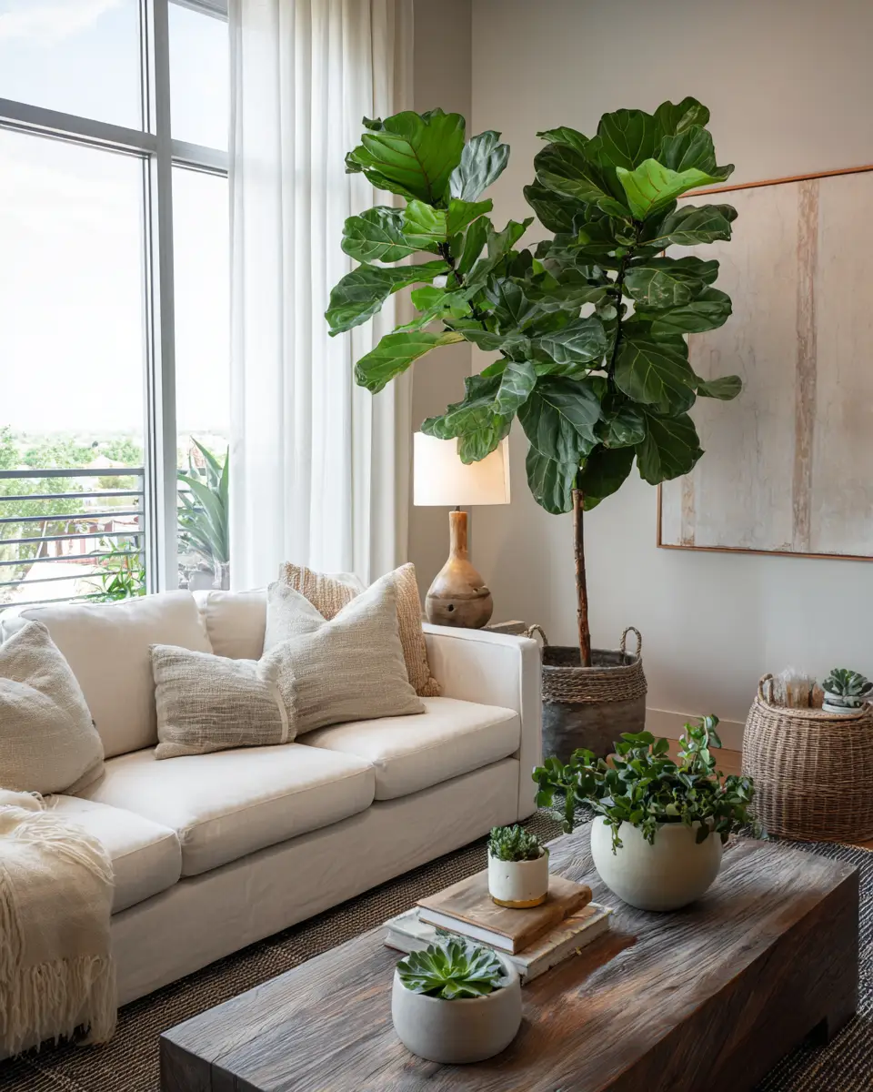 Greige Organic Modern Living Room Decor Ideas