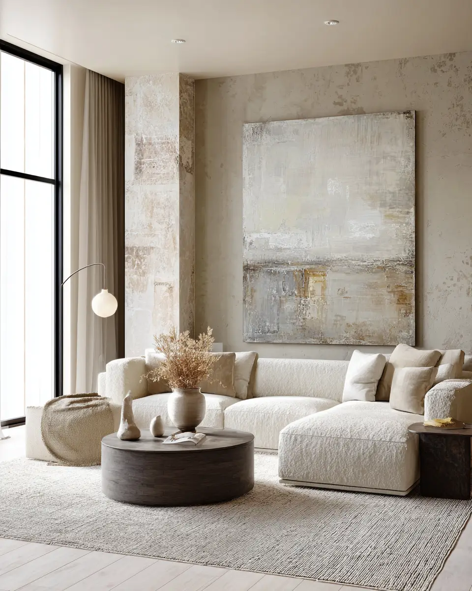 Greige Organic Modern Living Room Decor Ideas