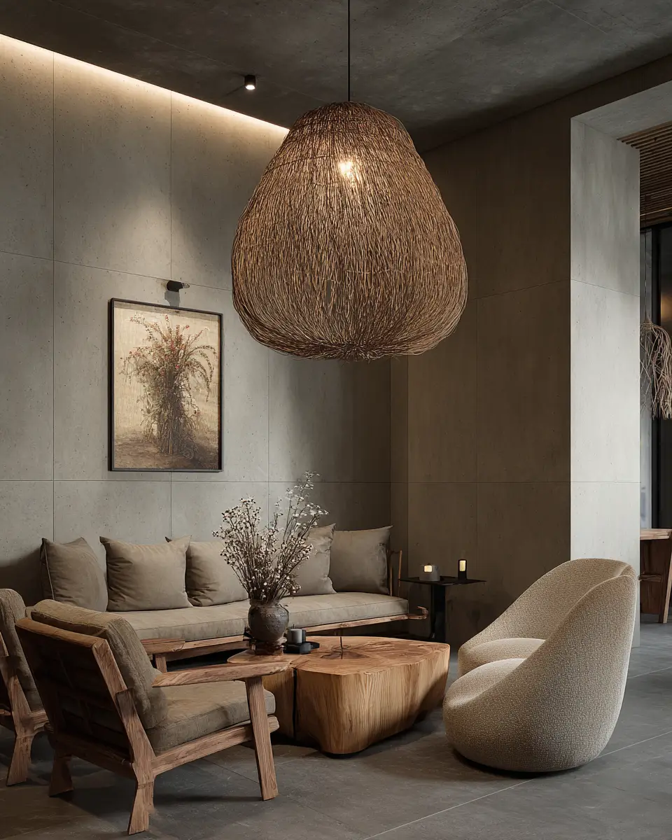 Greige Organic Modern Living Room Decor Ideas