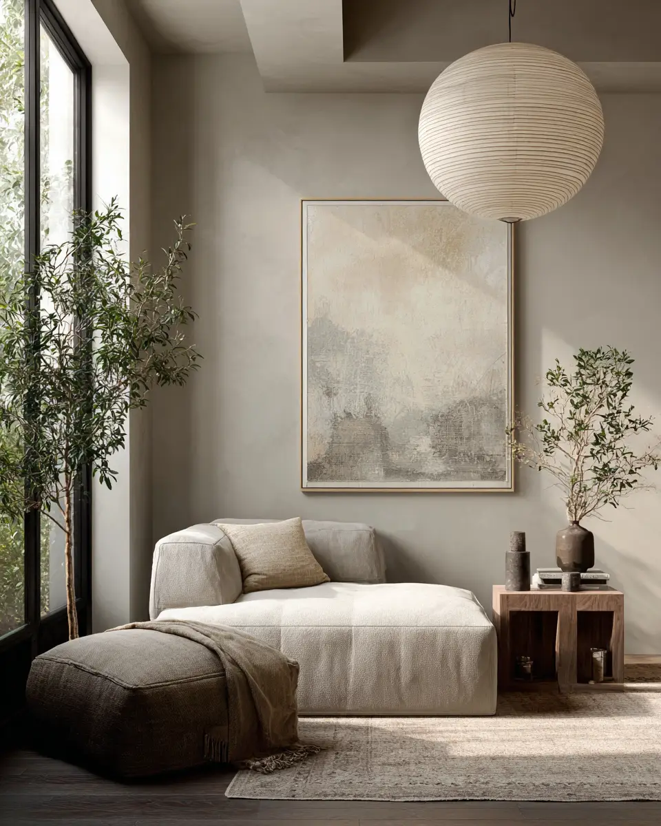 Greige Organic Modern Living Room Decor Ideas