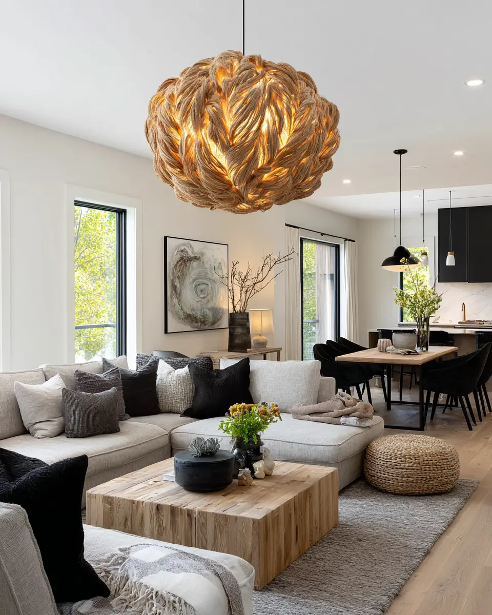 Greige Organic Modern Living Room Decor Ideas