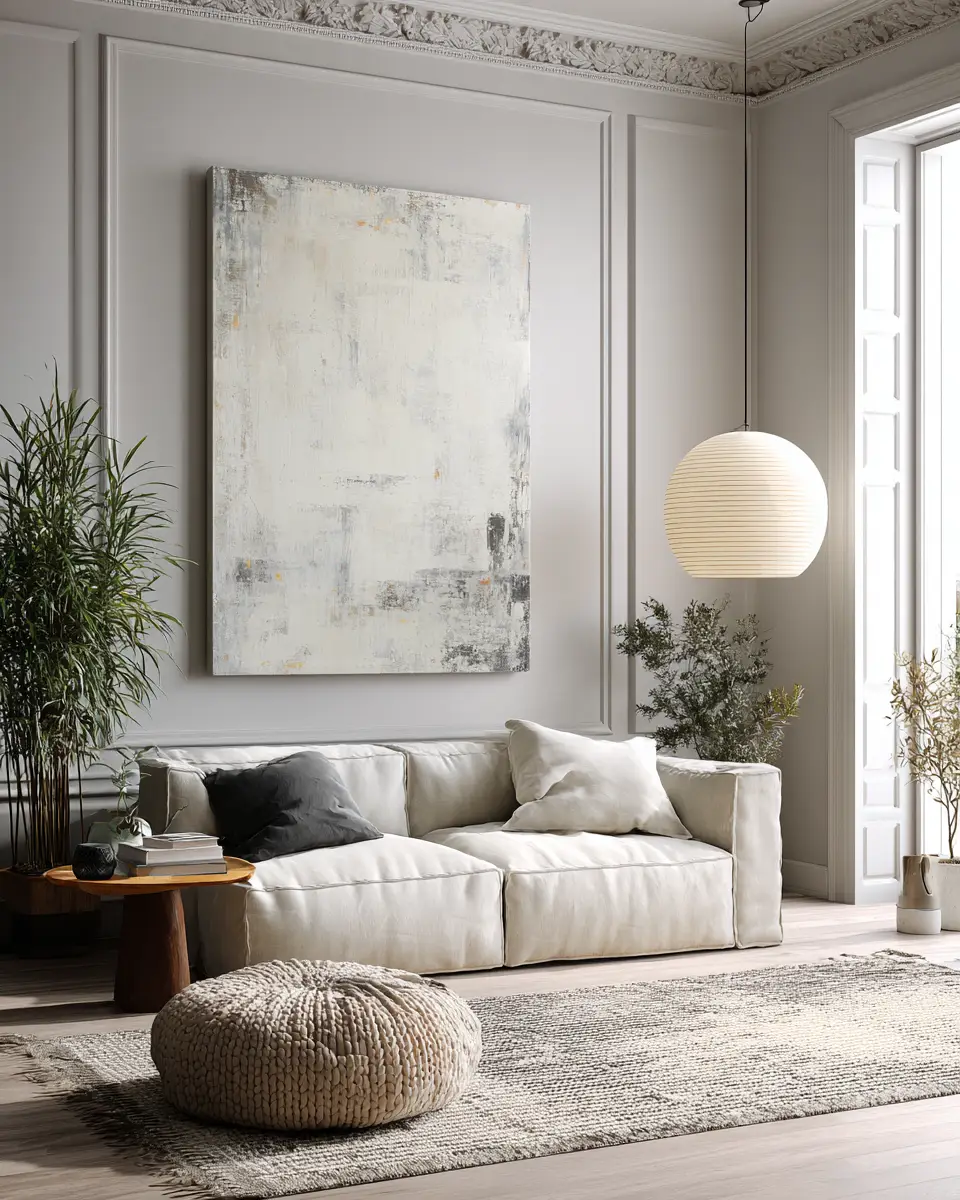 Greige Organic Modern Living Room Decor Ideas