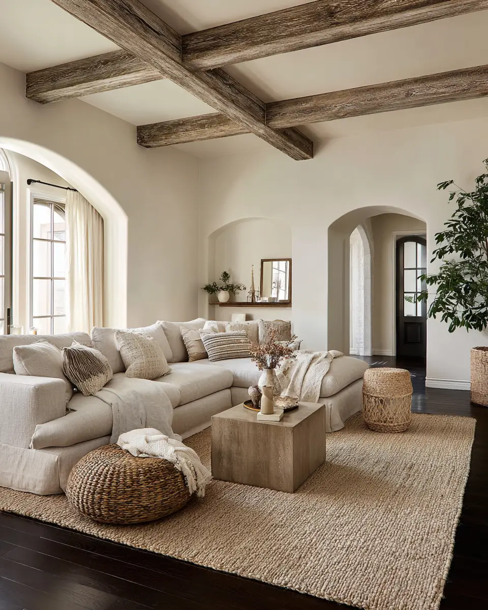 Greige Organic Modern Living Room Decor Ideas