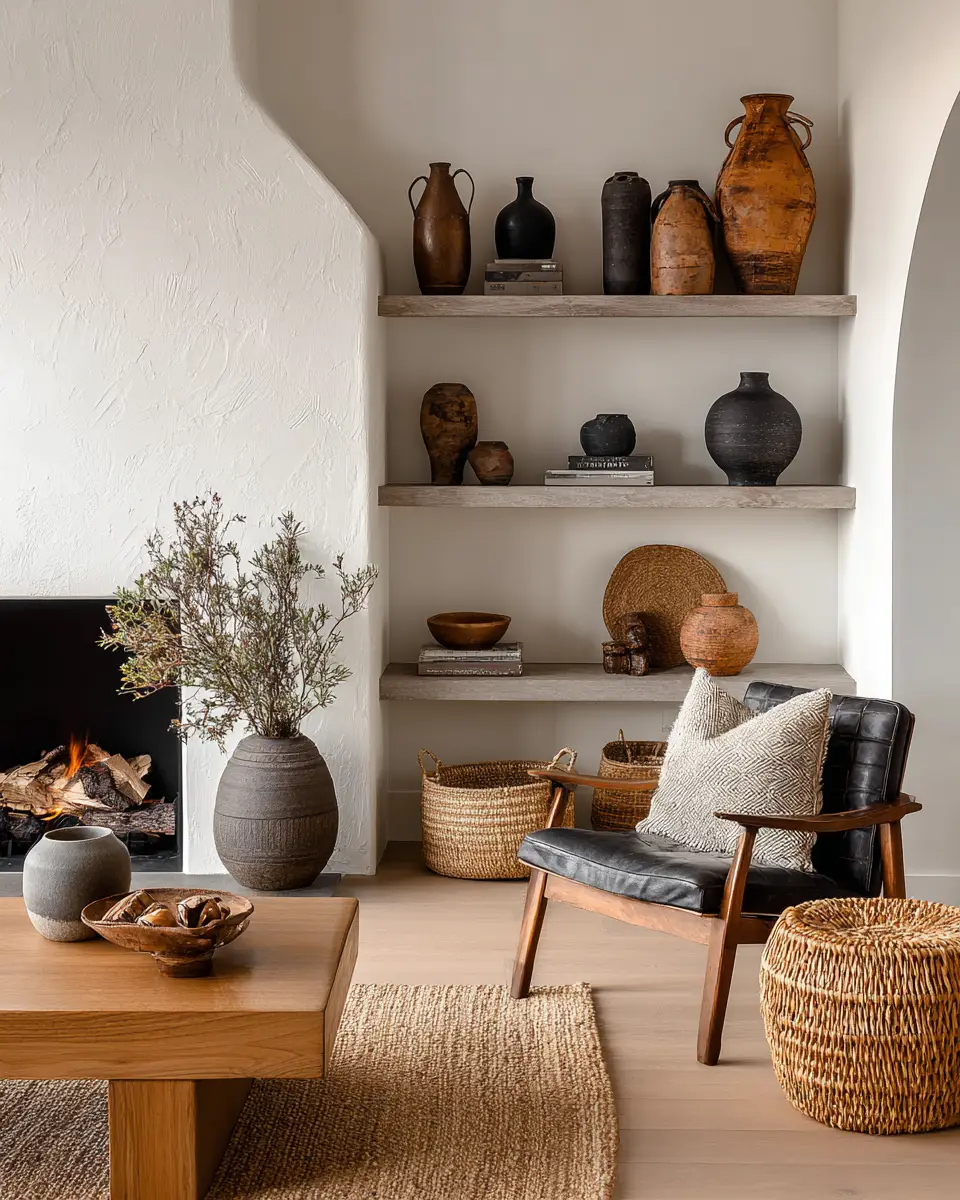 Greige Organic Modern Living Room Decor Ideas