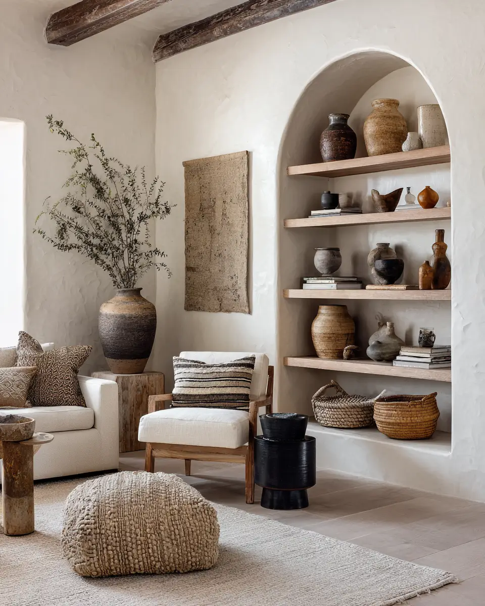 Greige Organic Modern Living Room Decor Ideas