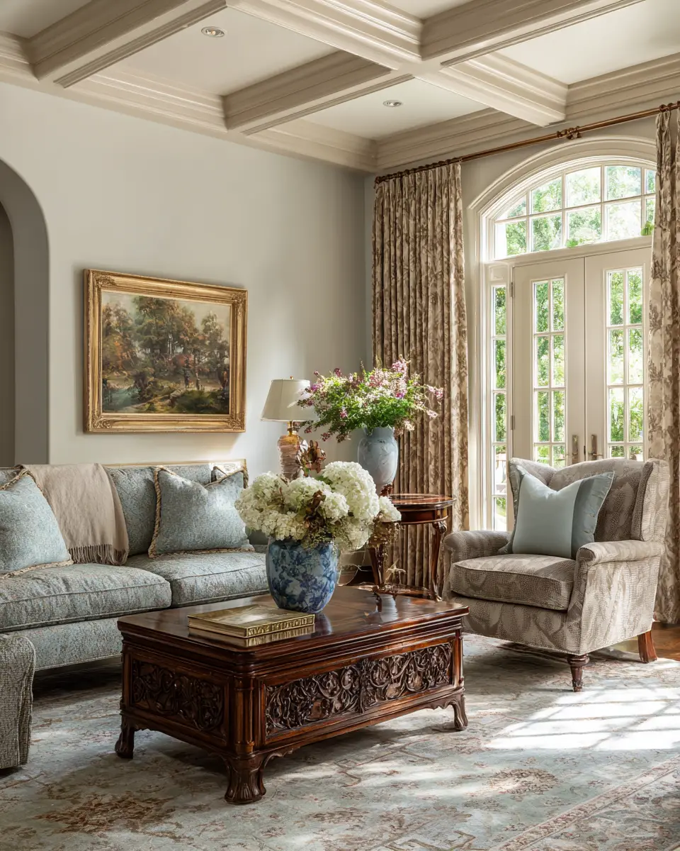 Greige Traditional Living Room Decor Ideas