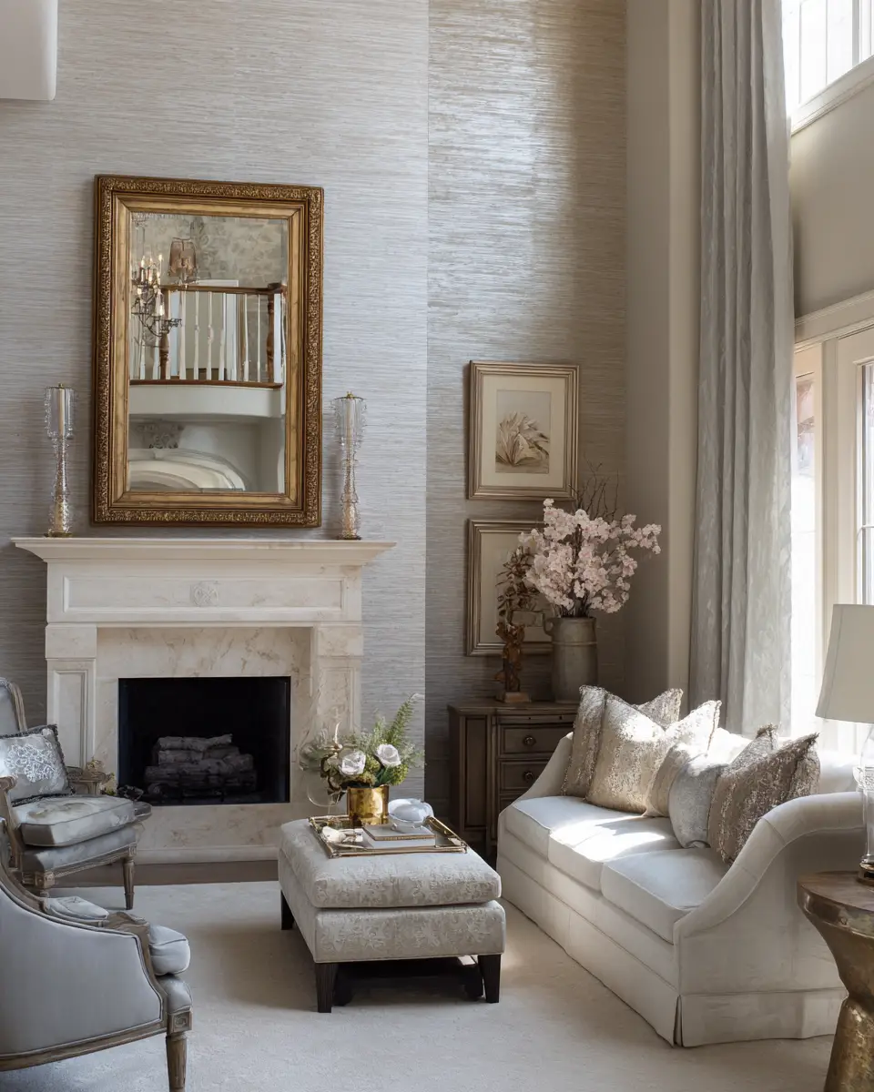 Greige Traditional Living Room Decor Ideas