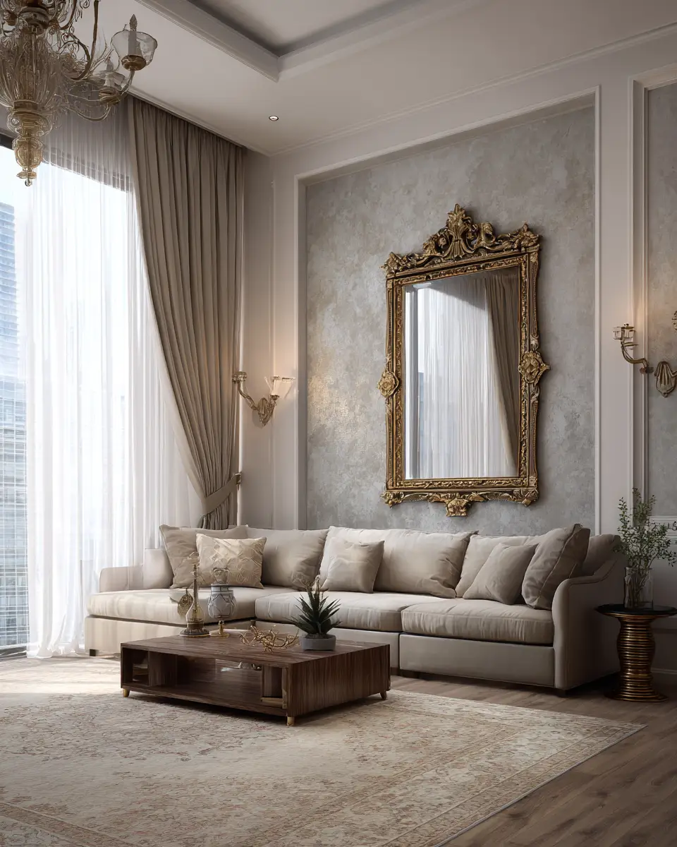 Greige Traditional Living Room Decor Ideas