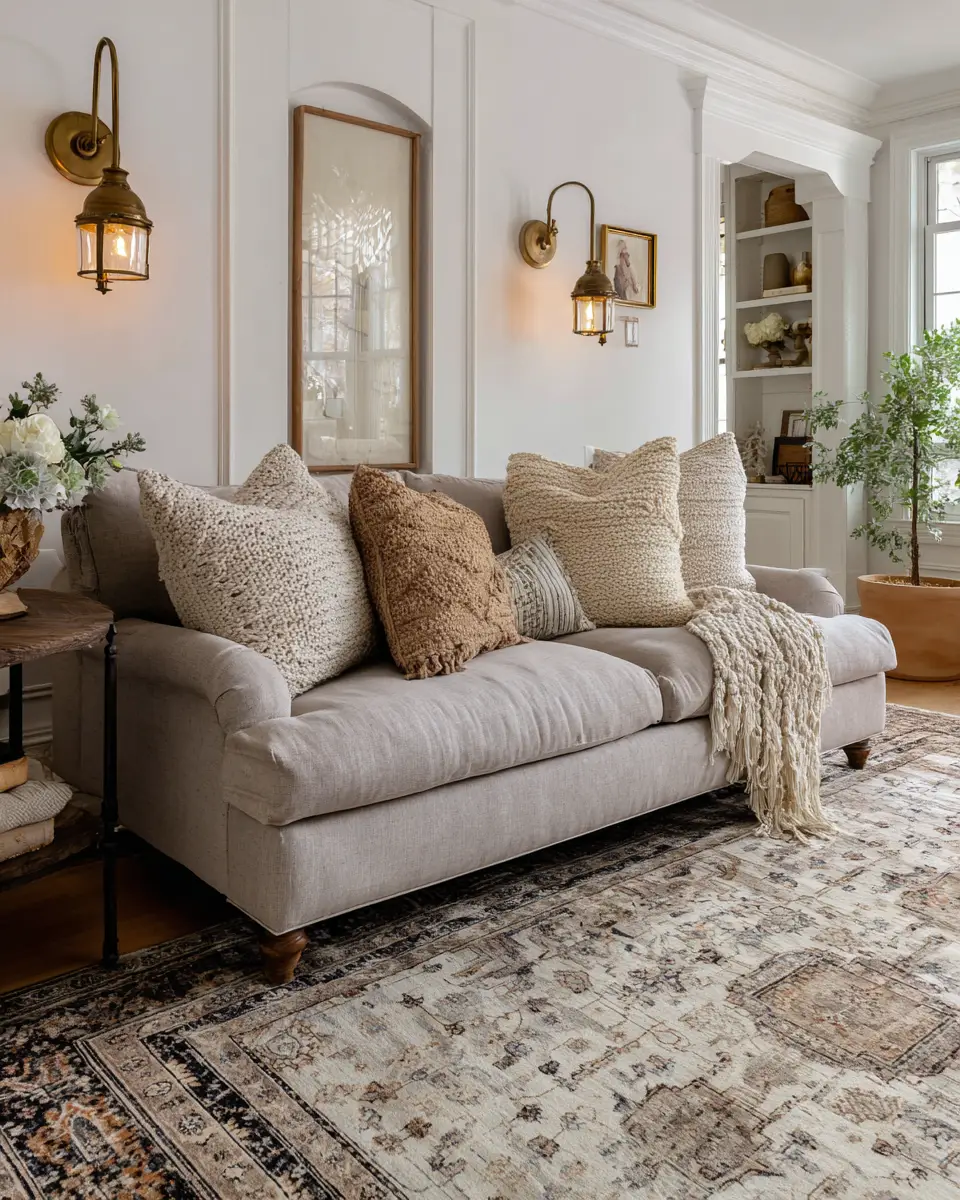 Greige Traditional Living Room Decor Ideas