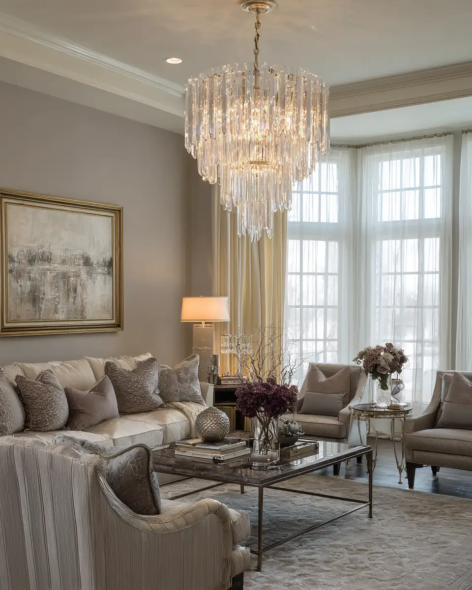 Greige Traditional Living Room Decor Ideas