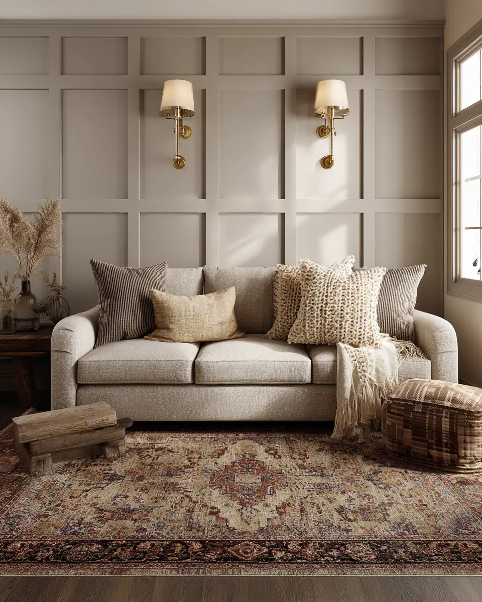 Greige Traditional Living Room Decor Ideas