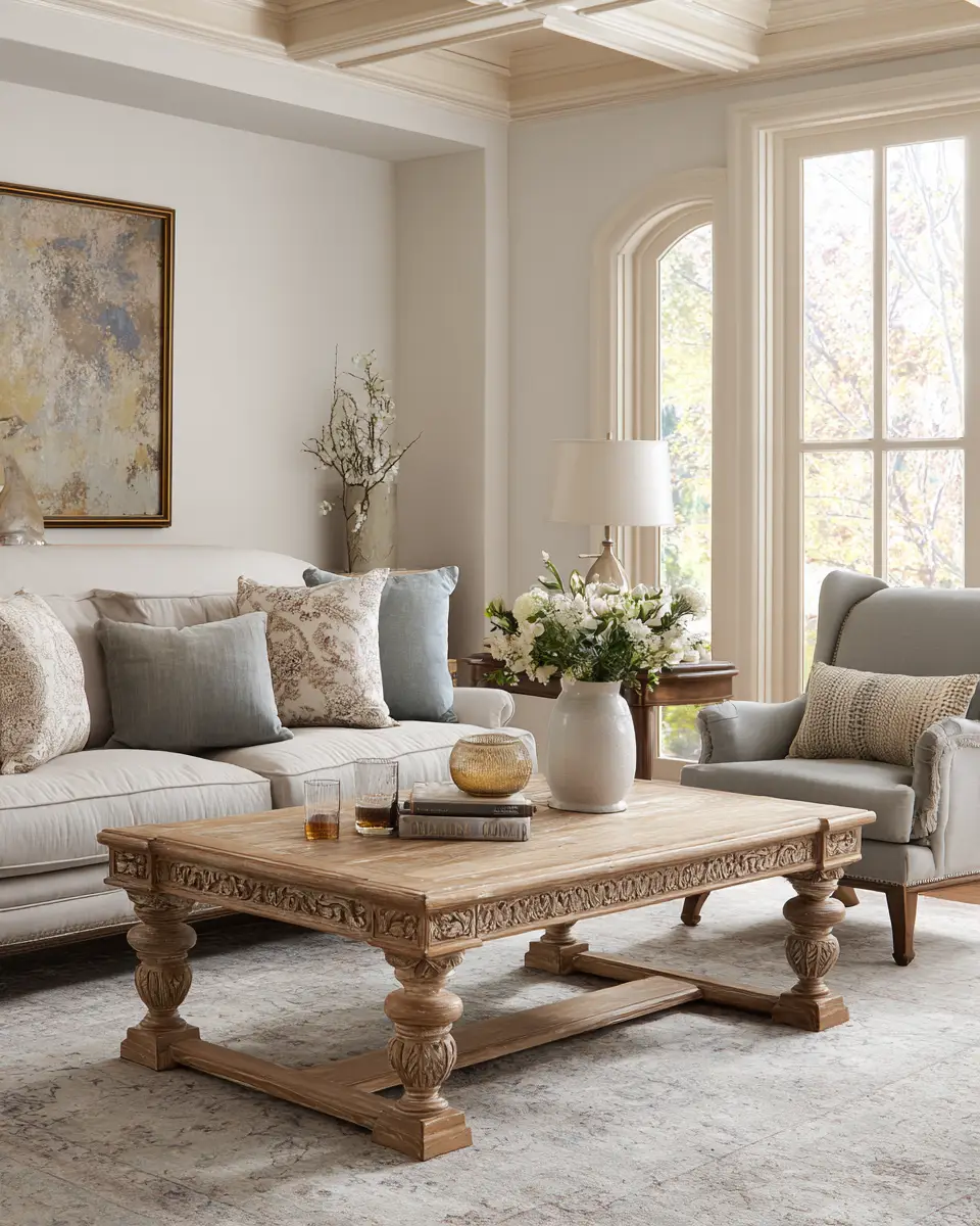 Greige Traditional Living Room Decor Ideas