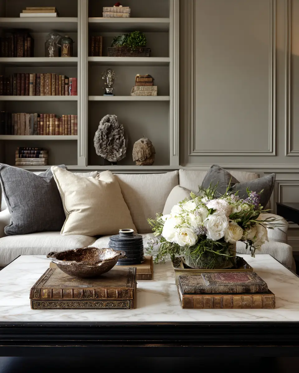 Greige Traditional Living Room Decor Ideas