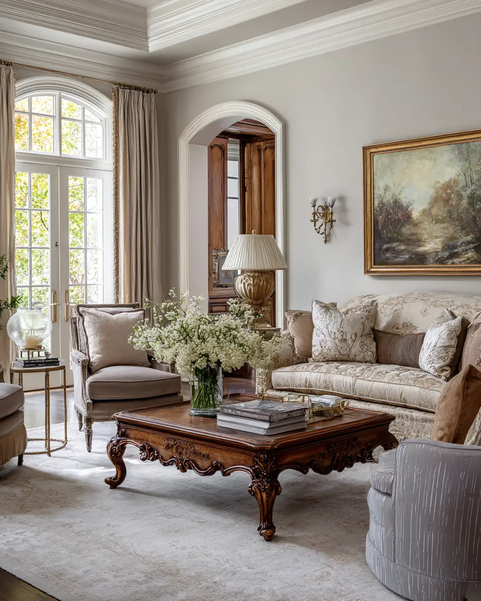 Greige Traditional Living Room Decor Ideas