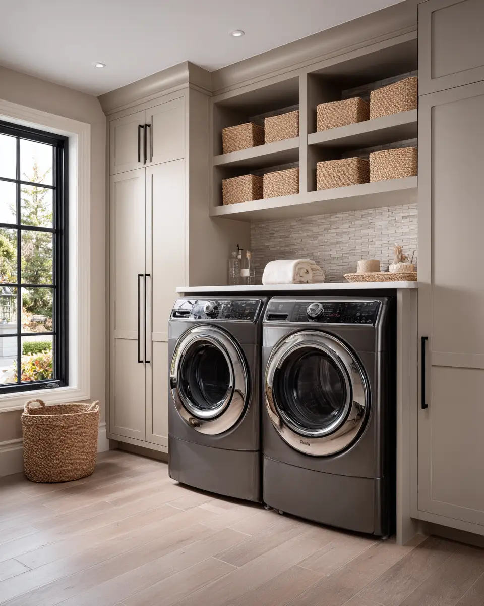 Greige Transitional Laundry Room Decor Ideas