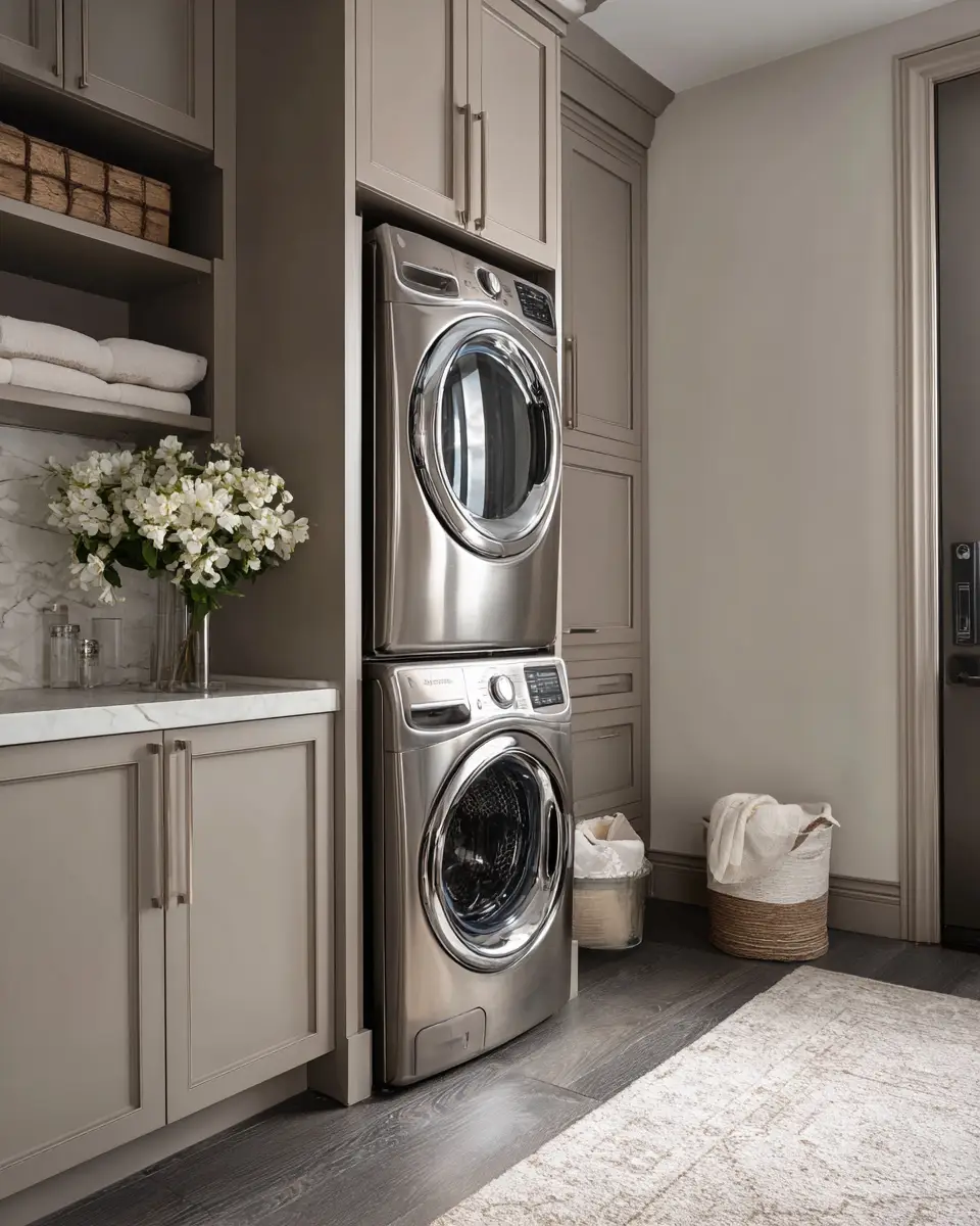 Greige Transitional Laundry Room Decor Ideas