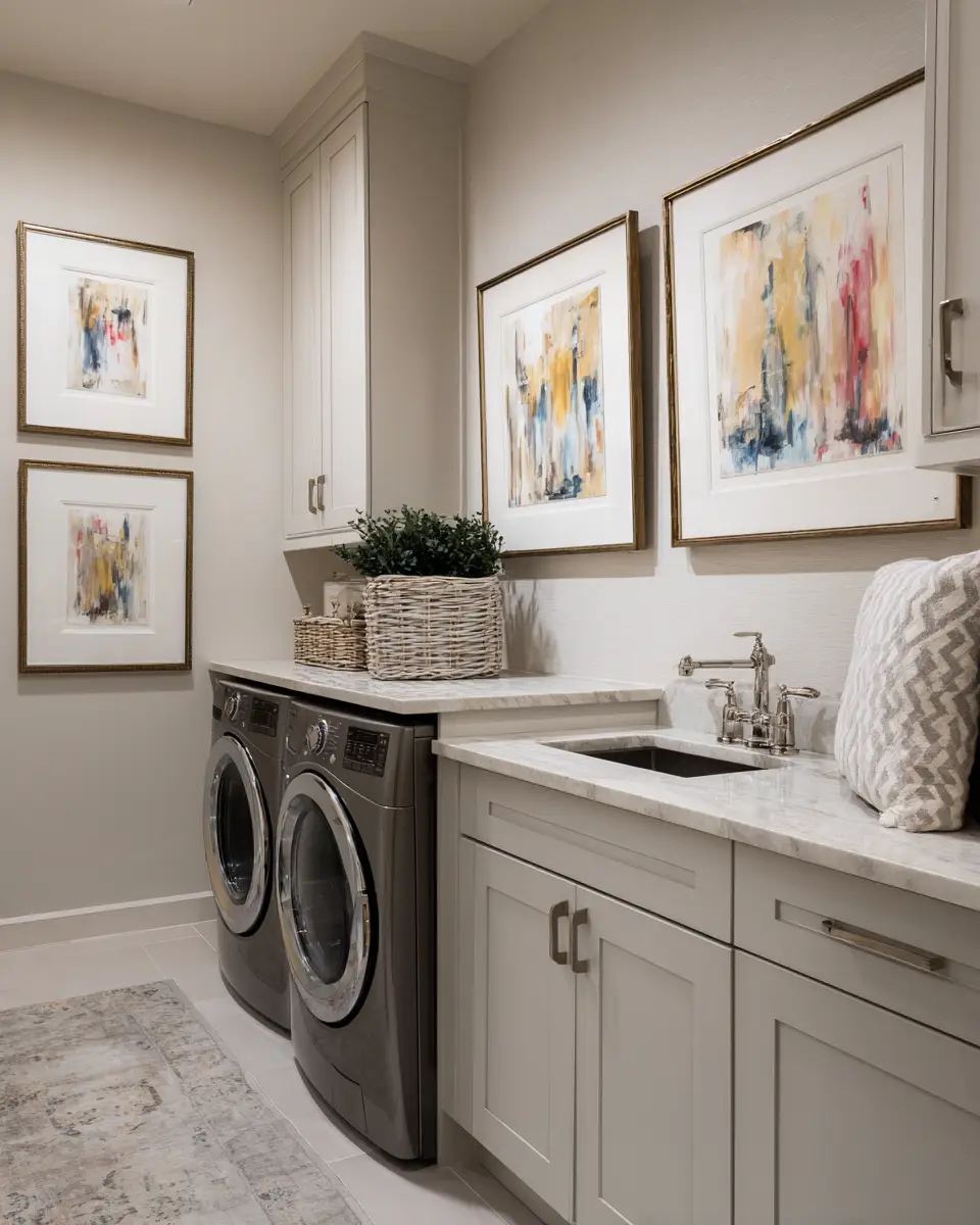 Greige Transitional Laundry Room Decor Ideas