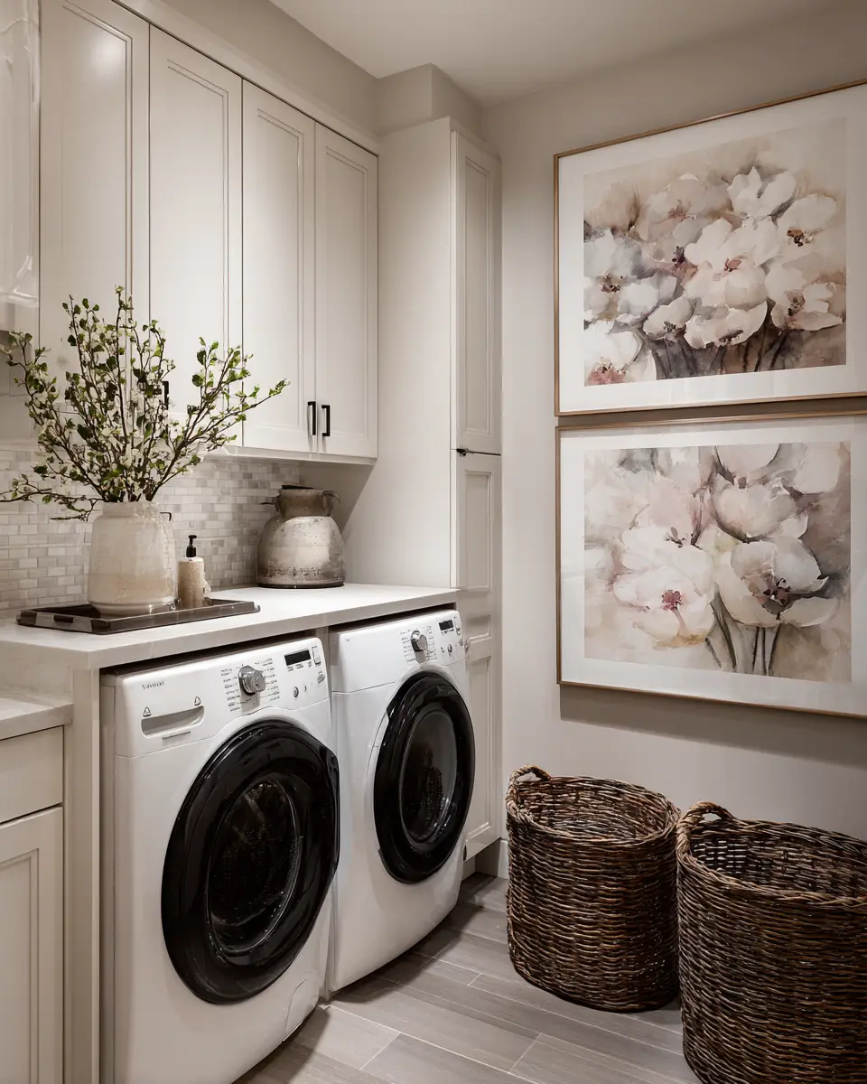 Greige Transitional Laundry Room Decor Ideas