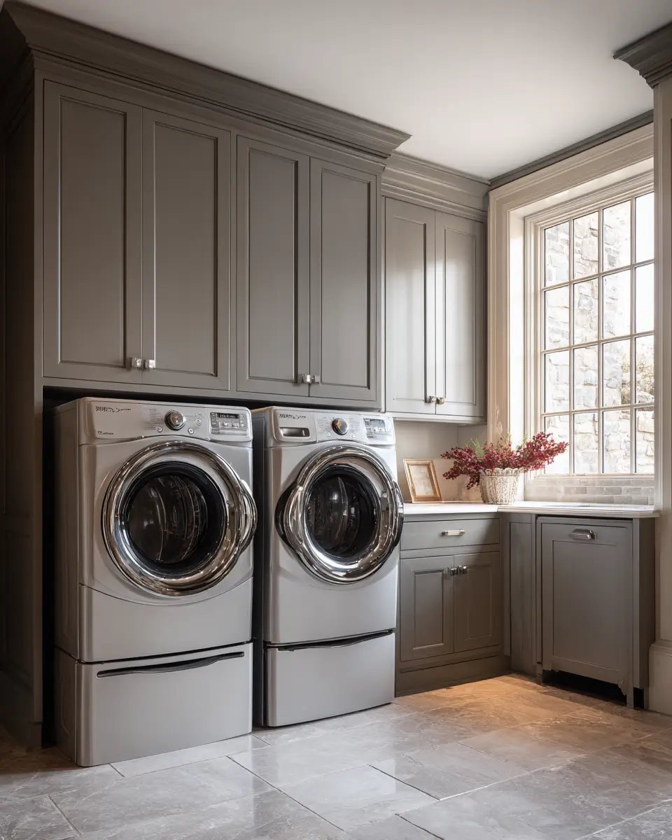 Greige Transitional Laundry Room Decor Ideas