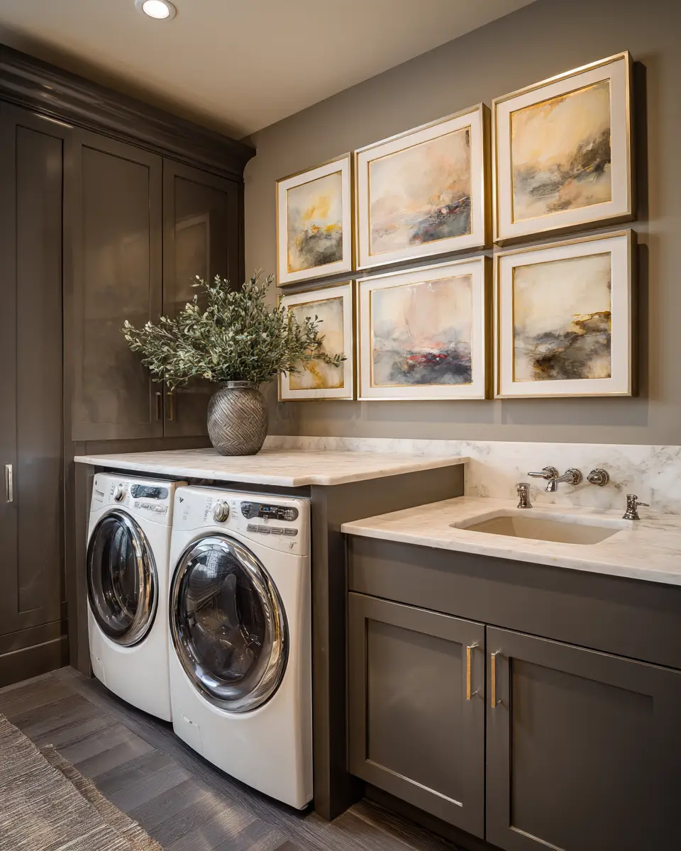 Greige Transitional Laundry Room Decor Ideas