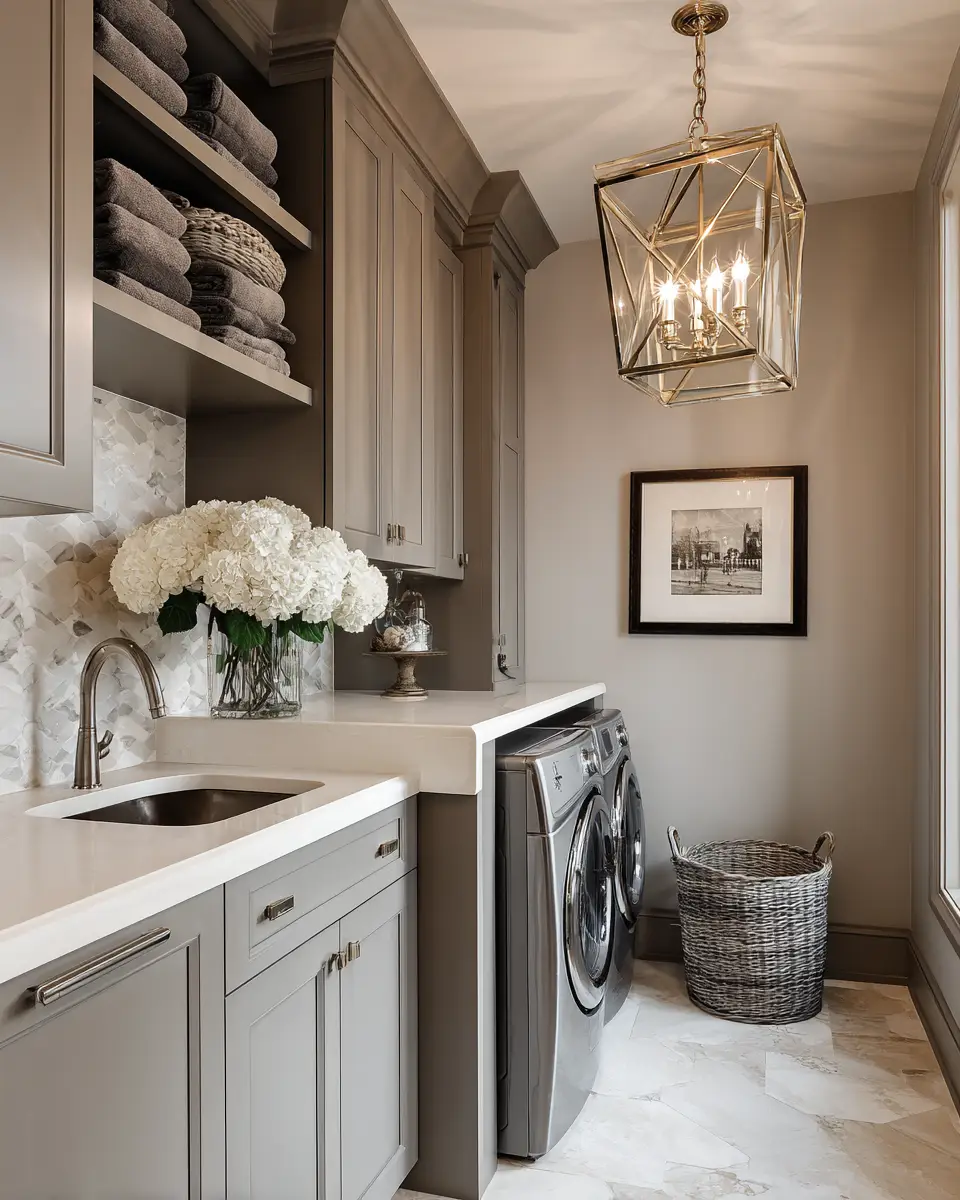 Greige Transitional Laundry Room Decor Ideas