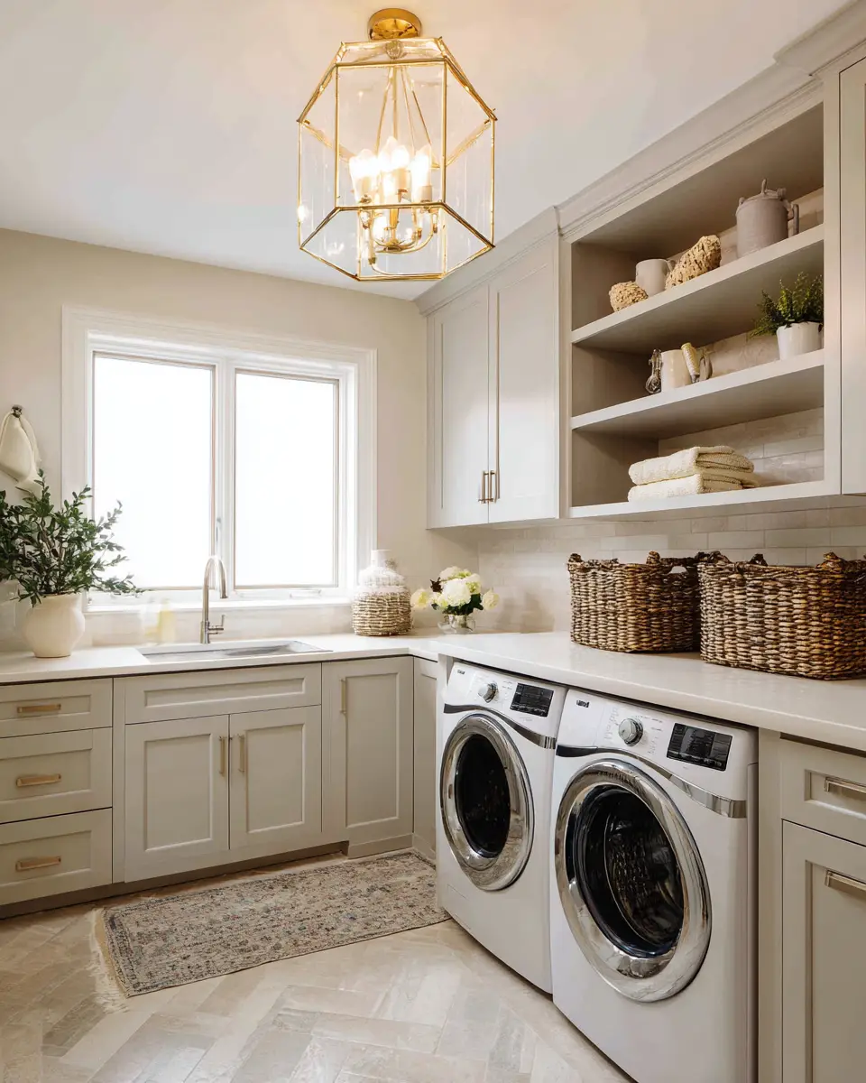 Greige Transitional Laundry Room Decor Ideas