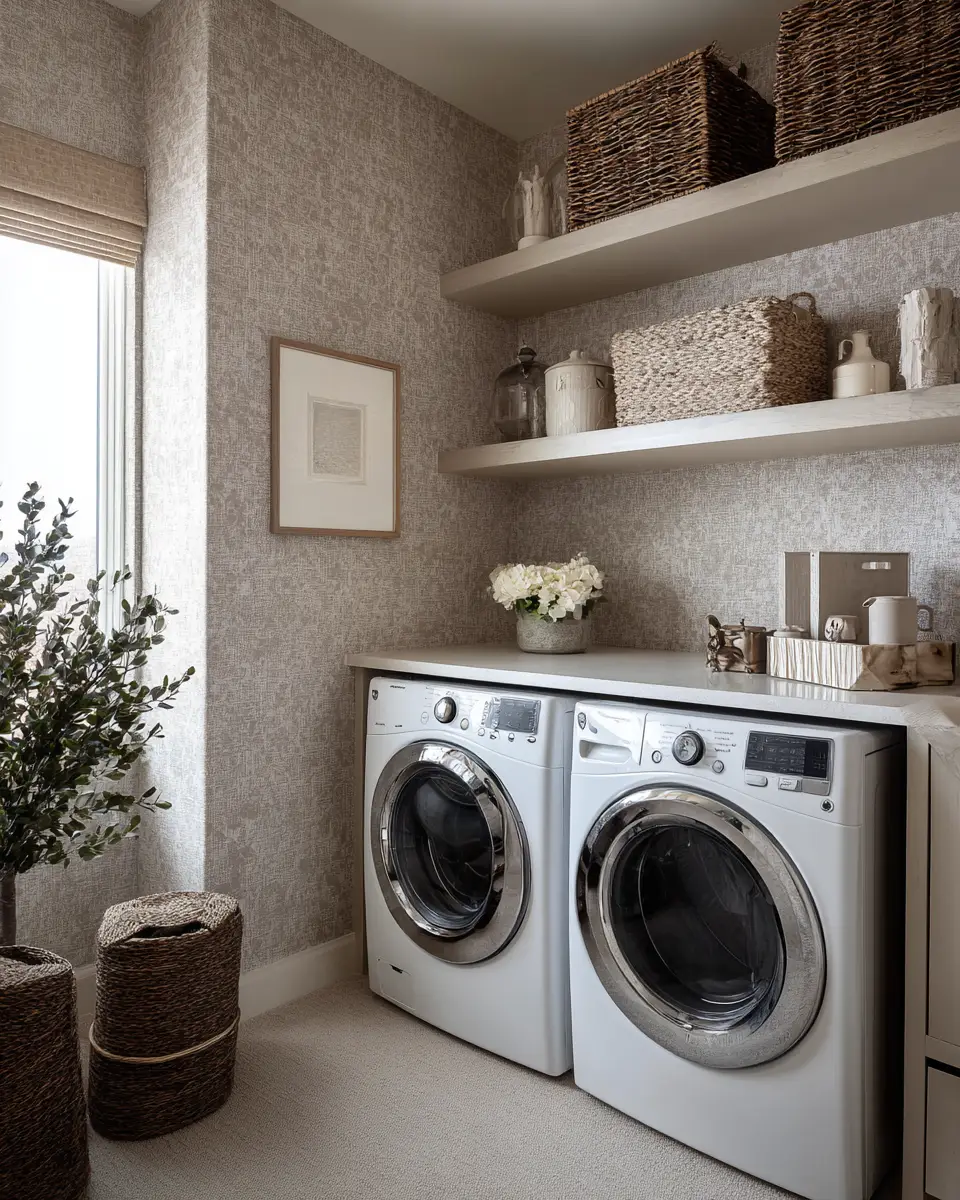 Greige Transitional Laundry Room Decor Ideas