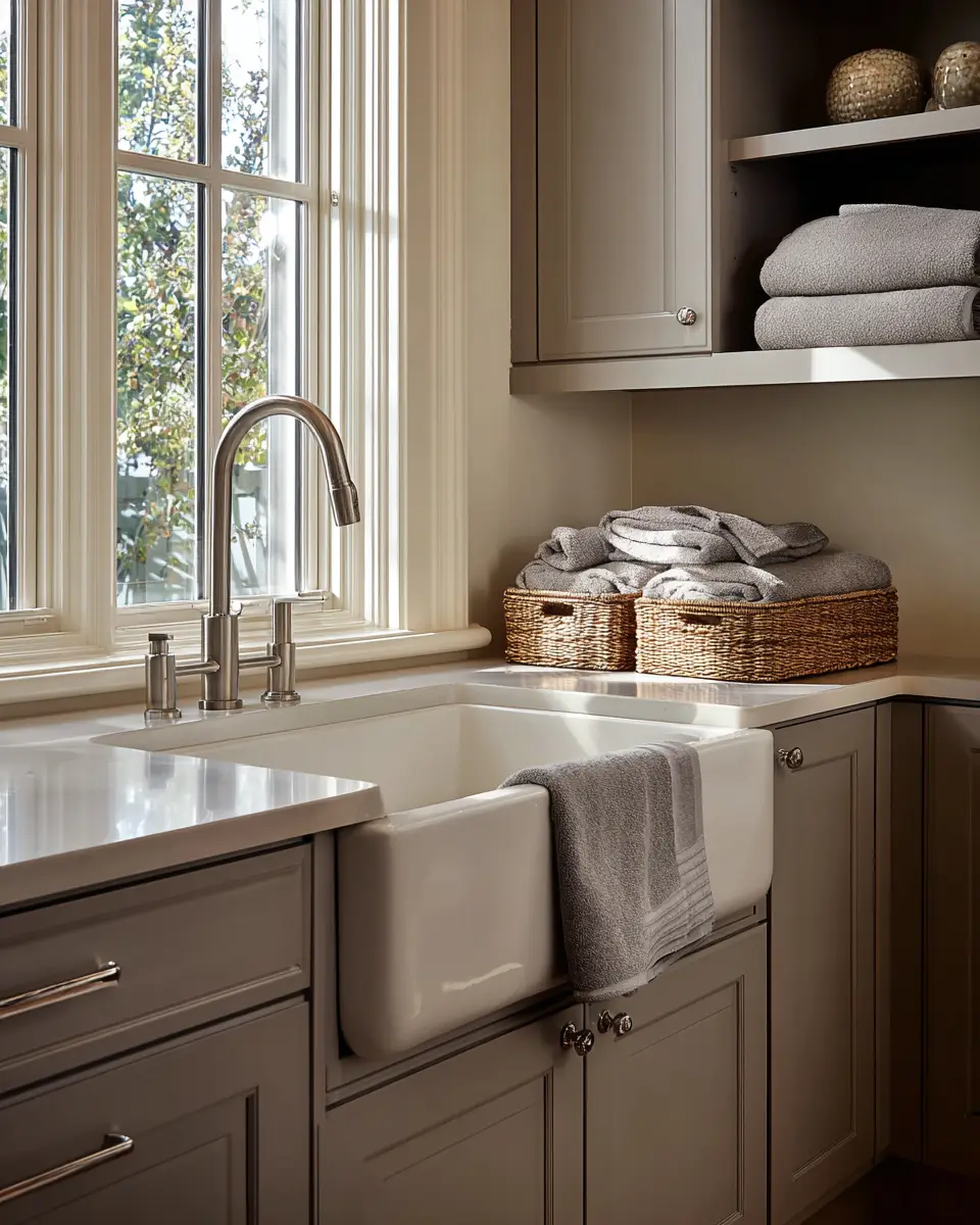 Greige Transitional Laundry Room Decor Ideas