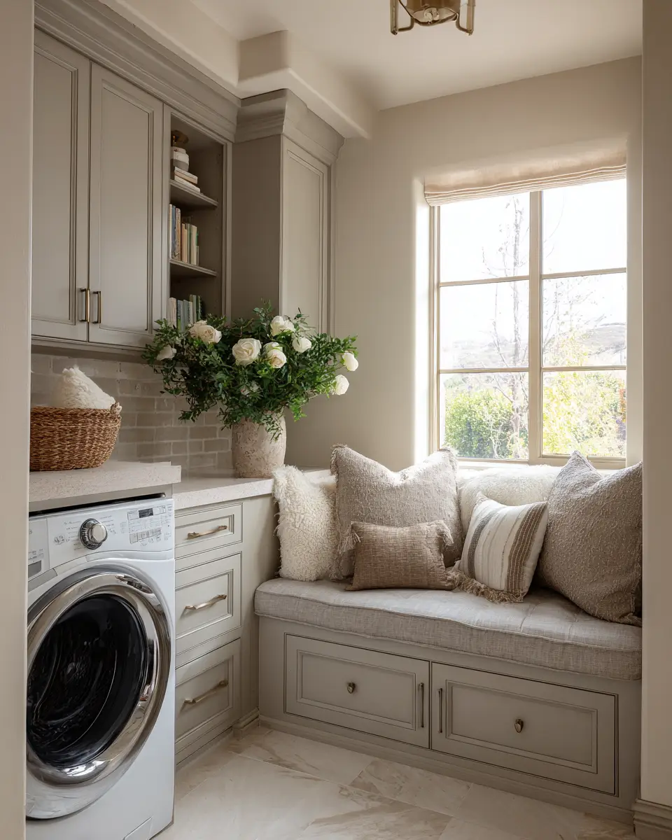 Greige Transitional Laundry Room Decor Ideas