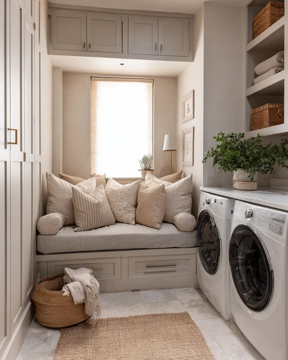 Greige Transitional Laundry Room Decor Ideas